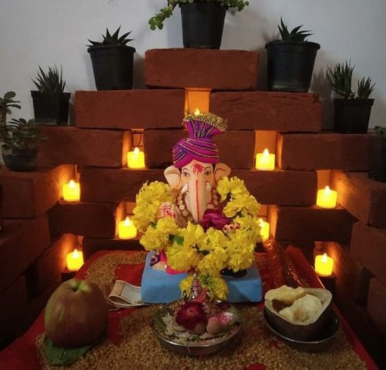 Image of Pooja Decoration for Home, Ganpati Pooja, Wedding Mandap, Fresh  Flowers Decoration-TX915862-Picxy