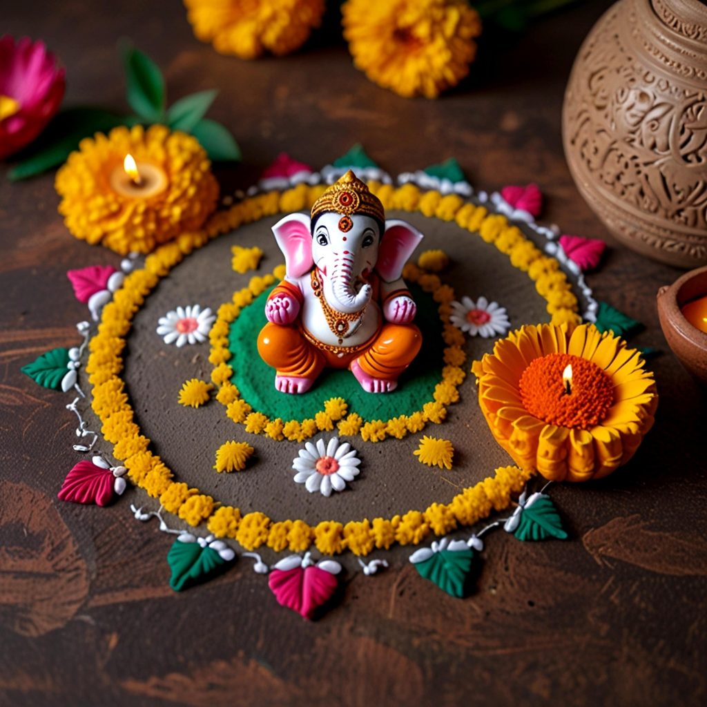 flower decoration for Ganpati 