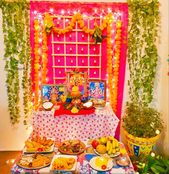 Decoration for navratri at shop home