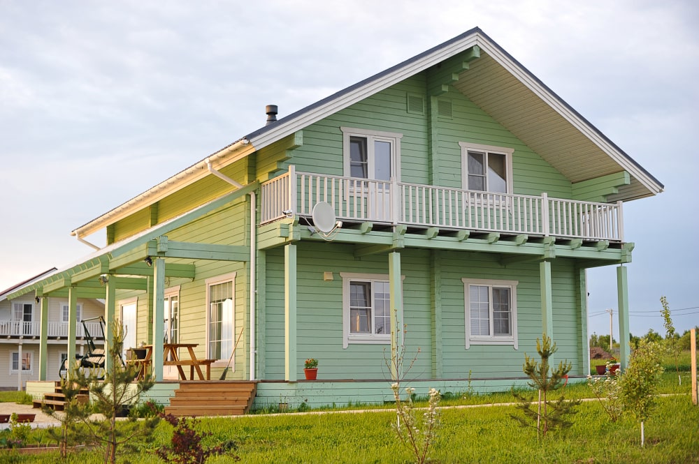 pastel green colour house exterior