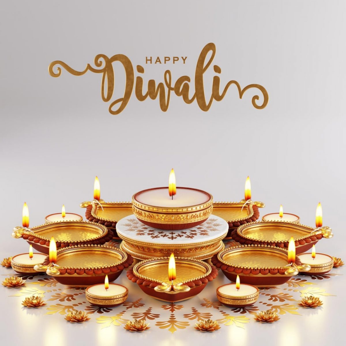 3d rendering diwali festival diwali deepavali dipavali festival lights india with gold diya patterned color background min