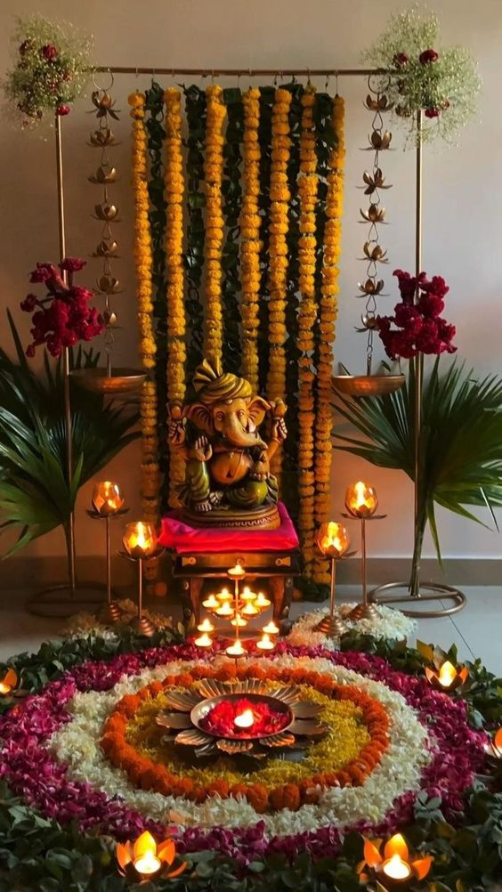 Diwali decoration store with flowers