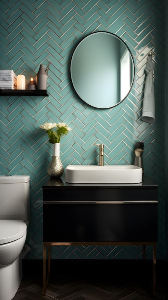 Chevron Pattern bathroom tiles design 