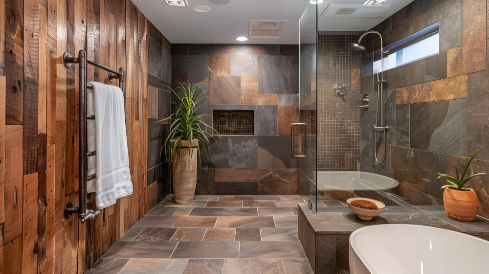 wood lock bathroom tiles design 