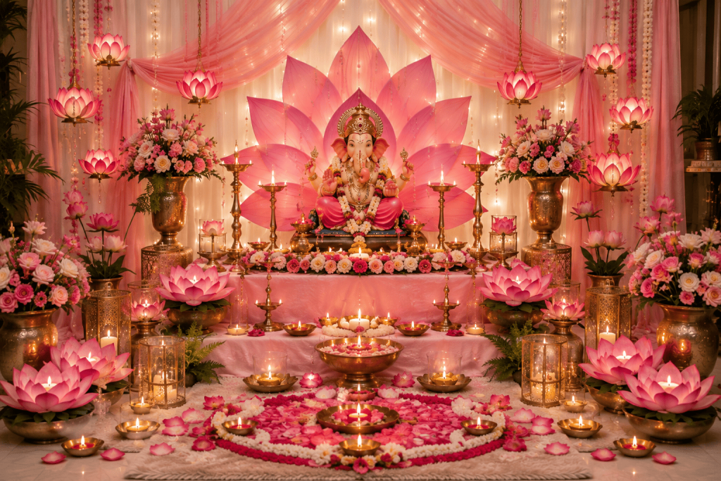 Ganpati in lotus decoration 